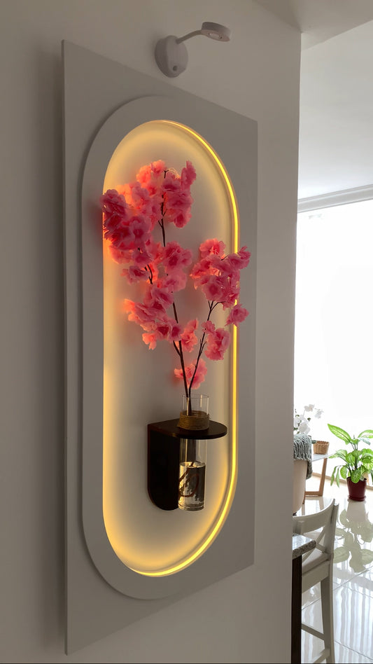 Elegant Sandstone Wall Lamp with Glass Vase