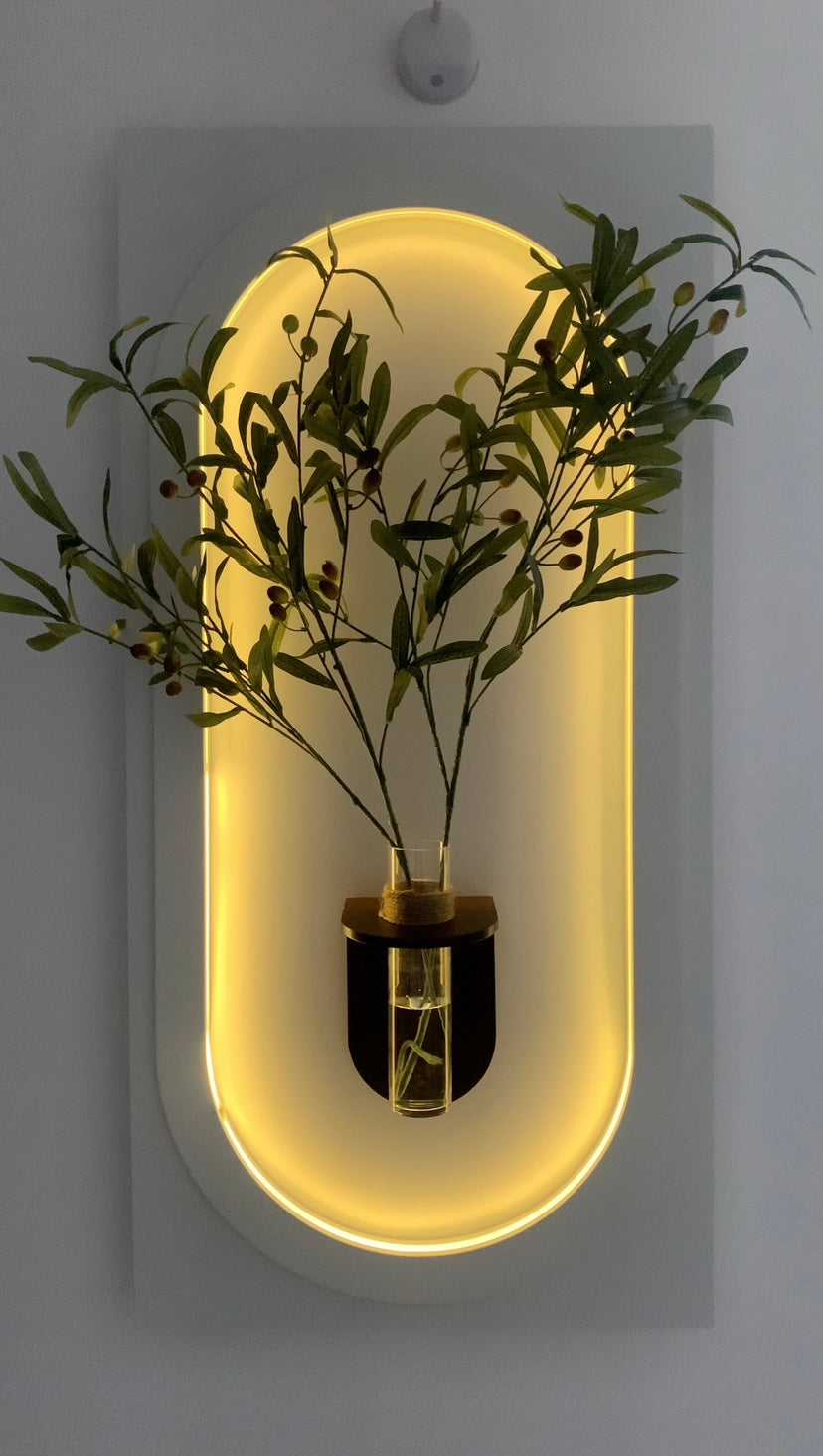 Elegant Sandstone Wall Lamp with Glass Vase